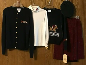 NEW Jan Briggs Girls 5-pc Set=Sweater/Skirt/Top/Jacket/& Hat- "Steeplechase" - M - Picture 1 of 12