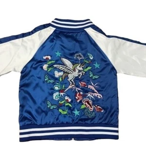 Lola Kids Jacket 2Y Blue Satin Bomber Unicorn Dream Retro Preppy School Cute - Picture 1 of 15