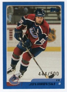 2003-04 Topps Blue variant /500 Ed Jovanoski #127 Vancouver Canucks