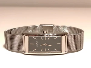 RETRO BEAUTIFUL RECTANGLE SWISS STAINLESS STEEL LADIES QUARTZ WATCH "ALFEX" 5455 - Picture 1 of 8