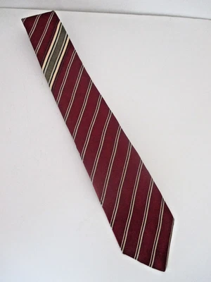 Corbata vintage Pierre Cardin para hombre a rayas rojo borgoña y crema 100 % seda importada Foto 1 de 3
