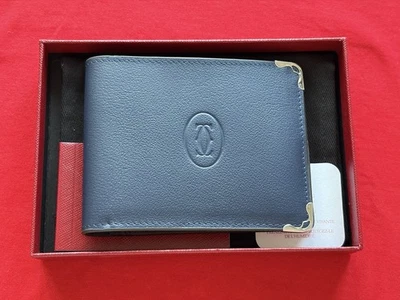 Must De Cartier 6 Credit Card Compact Wallet Deep Blue Calfskin Leather - Image 1 of 4