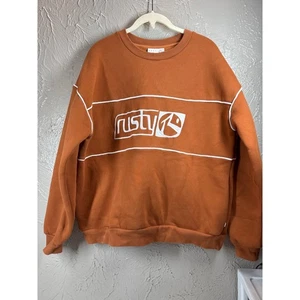 Rusty Jena Crew Fleece Chestnut Brown Crew Neck Oversized Sweatshirt Size Small - Picture 1 of 5