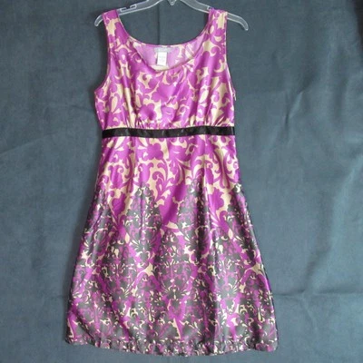 dELiAs Dress Womens Size 9 Purple Gray Tan Satin Elegant Cocktail Rich Girl Prep - Image 1 of 4