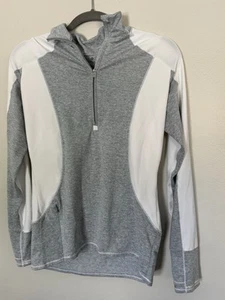 Athleta Running Wild 2.0 Half Zip Pullover Top White & Gray Small - Picture 1 of 3