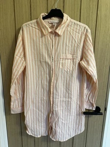 Victoria's Secret Cotton Sleeping Shirt in Signature Pink Stripe Pattern. SIZE M - Picture 1 of 5
