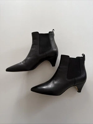 Tacón de gatito de cuero negro punta puntiaguda Sam Edelman para mujer talla 10,5 EE. UU. Foto 1 de 4
