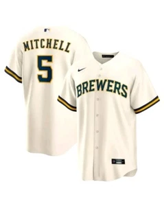 Garrett Mitchell Milwaukee Brewers Nike Player #5 Jersey - Cream Sz. M - Picture 1 of 18
