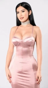 Fashion Nova Size M BNWT "Stupid In Love" Mauve Satin Dress - Picture 1 of 3