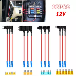 12PCS Add-a-Circuit Fuse Tap-Micro Auto Mini Blade Piggy Back Fuse Holder 12V - Picture 1 of 13