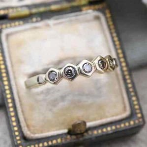 9ct Gold 5 Stone Half Eternity Ring QVC Brown Gemstone - UK Size U | US Size 10 - Picture 1 of 7