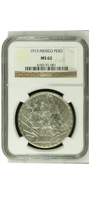 1913 PESO MEXICO CABALLITO CRY FOR INDEPENDENCE KM#453  NGC MS 62 - Image 1 of 4