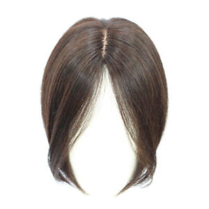 100% Real Human Hair Topper Toupee BOB Clip Hairpiece Bangs Top Wigs For Women