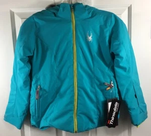 Spyder Eve Insulated Ski Jacket Girls 10 Bluebird/Acid 3M Insulation Winter Coat - Picture 1 of 9