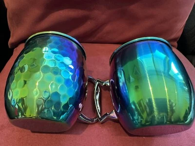 Juego de 2 tazas de cóctel de mula Moscú arco iris metálico de acero inoxidable Foto 1 de 4