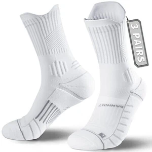 Compression Running Socks 3 Pairs Cushion Crew Socks Anti-Blister Moisture Wi... - Picture 1 of 6