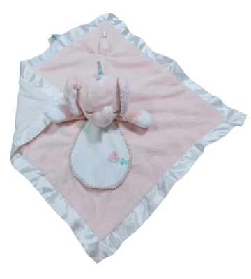 Manta de felpa de seguridad Douglas Baby difícil de encontrar Lovey rosa elefante pájaro satinado blanco Foto 1 de 2