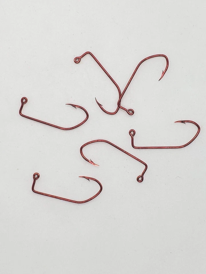 100 MUSTAD 32500RB RED CHROME SKIPPY (SICKLE) BEND JIG HOOKS - Image 1 of 1