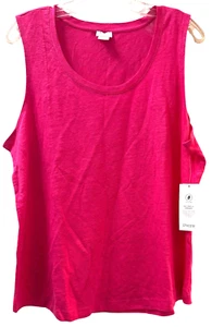 Chicos Layering Tank Top Womens Size XL Bright Haute Pink Linen Sleeveless NWT - Picture 1 of 8