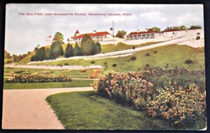 Old Fort & Marquette Place Mackinac Island MI Michigan Postkarte 1910er Hammon - Bild 1 von 1