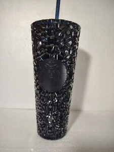 New 2024 Starbucks Midnight Navy Blue Black Gem 24oz Tumbler Venti Cold Cup - Picture 1 of 4