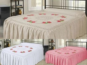 100% Pure Cotton Candlewick Fitted Traditional Bedspread - Picture 1 of 4