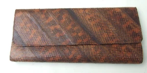 Snake Skin  Brown Bag  Purse  Vintage Neutral Leather Clutch Bag Collectables - Picture 1 of 6