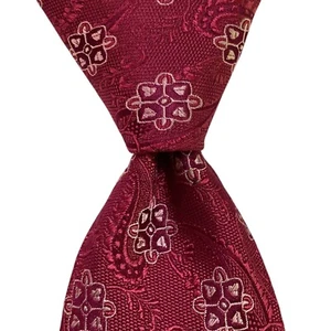 DAVID DONAHUE Men's Silk XL Necktie USA Luxury Designer Geometric Fuchsia EUC - Picture 1 of 3