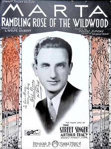 Marta Rambling Rose Of The Wildwood Sheet Music Arthur Tracy Autographed 1931 - Picture 1 of 3