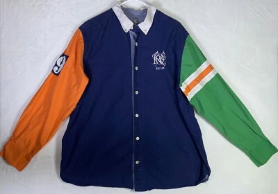 Camisa de vestir de rugby con botones 2XL clásica de Rocawear rara bloques de colores Jay-Z Foto 1 de 4