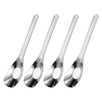 4pcs Soup Spoons 6.9 Inch Chinese Soup for Dessert Cereal Silver - Image 1 of 4