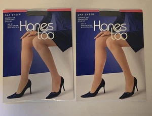 Hanes Too Day Sheer Control Top Pantyhose Size EF Style 137 Barely Black 2 Pair - Picture 1 of 4