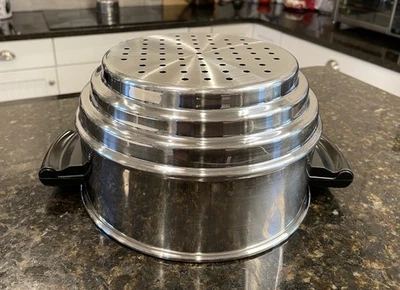 Farberware 3 Tiered Steamer Strainer Pot Insert 2 Handles Stainless Steel 8” - Image 1 of 4