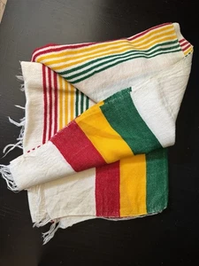 Vintage Woven Table Runner- Red Yellow Green Stripes- 180” Long - Picture 1 of 7