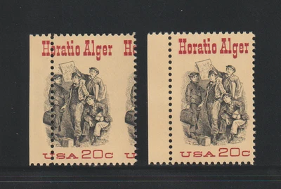 US EFO ERROR Stamps #2010 Horatio Alger, Author: Misperf & normal! MNH - Image 1 of 2