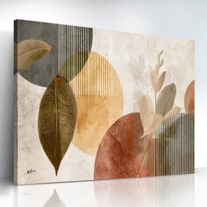 Leinwandbild Abstrakt Blätter Natur Beige Wanddeko Gemälde Wandbild Modern 8303 - Bild 1 von 8