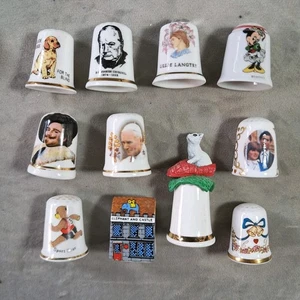 Bone China Thimbles: Miscellaneous x11, inc Cat, Pub & Crystal Top TP - Picture 1 of 4
