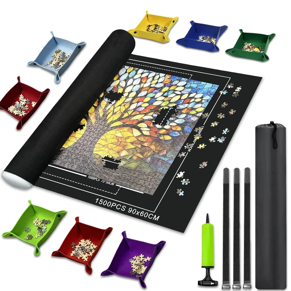 Alfombra Rompecabezas Enrollable para Almacenamiento con 8 Bandejas Clasificadoras Bolsa con Cordón Foto 1 de 4