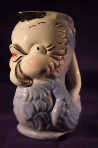 1940'S Shawnee Pottery Owl Pitcher 14K Gold Trim Pitcher 6" Blue #2 - Picture 1 of 10