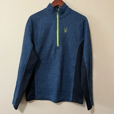 Sudadera Pullover Azul Spyder Para Hombres Contorno 1/4 Cremallera Talla M Foto 1 de 4