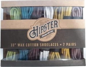 Hipster Multicolor Wax Cotton Shoelaces 7 prs 33” NEW - Picture 1 of 2