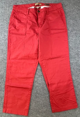 复古 America Blues 女式 14 码 32 卡普里牛仔裤短裤 Persimmon 红色 — 第 1/4 张图片