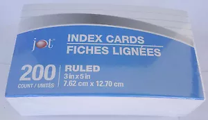 INDEX CARDS RULED 3 x 5 Inches - 200 Count/Pack - Picture 1 of 3