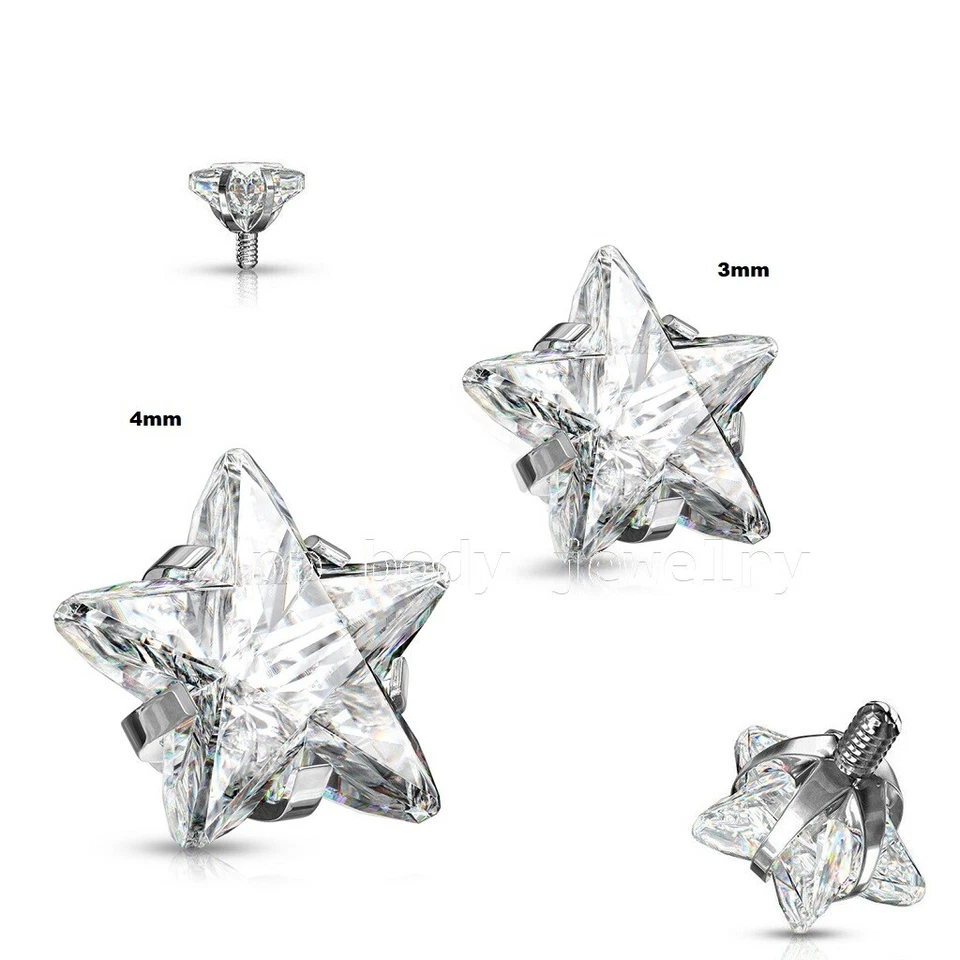 Juego de puntas de anclaje dérmico superior con forma de acero quirúrgico roscado interno 14G de 1 pieza Foto 1 de 1