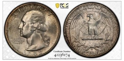 1948-S 25C Washington Quarter Dollar PCGS  MS67  41236174 - Image 1 of 2