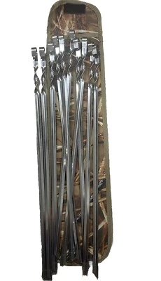 10PCS Kabob Skewers Flat Metal BBQ Barbecue Skewer 22" Long Stainless Steel USA - Image 1 of 4