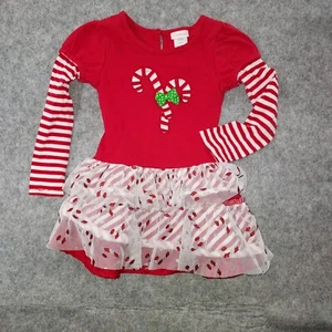 Christmas Dress Size 5 Girl’s Candy Canes Youngland Red White Silver Glitter - Picture 1 of 10