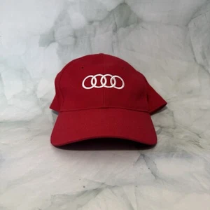 AUDI Hat Mens One Size Cap Racing Red Adjustable Embroidered Logo White Unisex - Bild 1 von 5