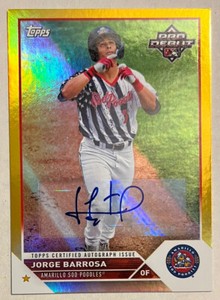 2023 Pro Debut Jorge Barrosa Auto RC SP Gold Foil Auto /50 Arizona Diamondbacks