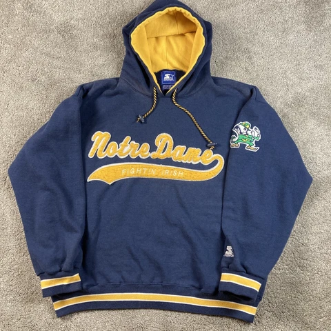 Vintage Starter Norte Dame Fighting Irish Sweatshirt Pullover Hoodie Large FLAWS Cover
